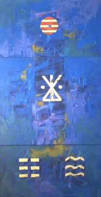 Symbols in blue | 80" x 40" | Oil on canvas
